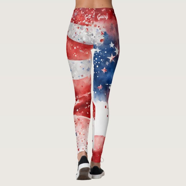Red White and Blue 4. Juli Leggings (Rückseite)