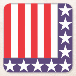 Red White and Blue 4. Juli Party Rechteckiger Pappuntersetzer