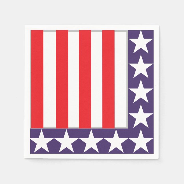 Red White and Blue 4. Juli Party Serviette (Vorderseite)
