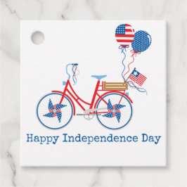 Red White and Blue 4. Juli Whimsical Bicycle Geschenkanhänger