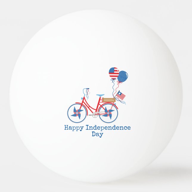Red White and Blue 4. Juli Whimsical Bicycle Tischtennisball (Vorderseite)