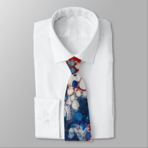 Red White and Blue Alcohol Ink USA Flaggenfarben Krawatte