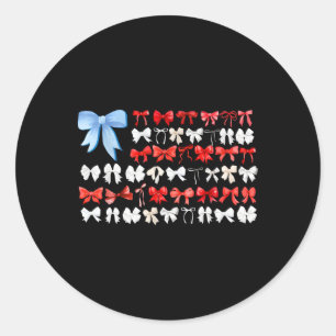 Red White and Blue American Coquette Bows Funny 4t Runder Aufkleber