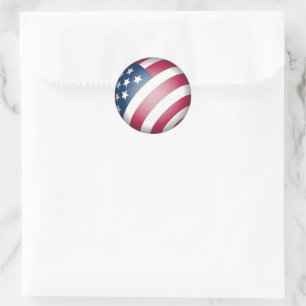 Red White and Blue American Flag, Cool Globe Runder Aufkleber