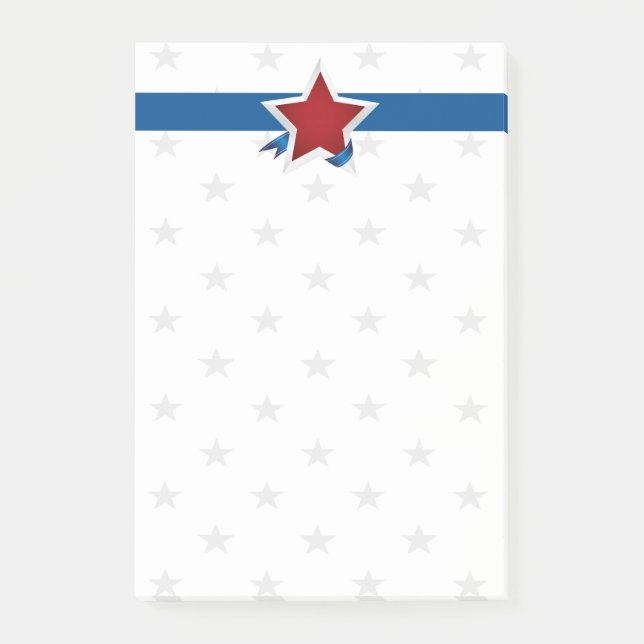 Red White and Blue Americana Muster Post-it Klebezettel (Vorderseite)