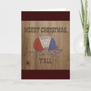 Red, White and Blue Armadillo-Merry Christmas Y'al Feiertagskarte