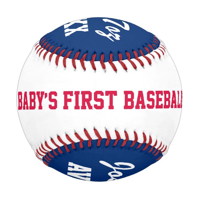 Red White and Blue Baby Stats Baby's First Baseball (Rückseite)