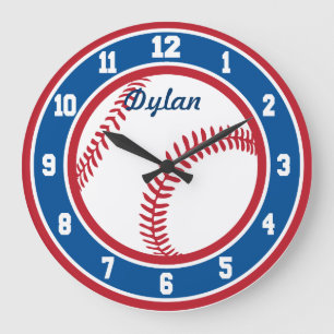 Red White and Blue Baseball Clock Große Wanduhr