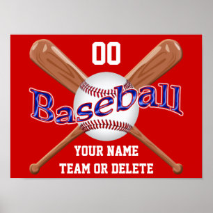Red White and Blue Baseball Postings PERSONALISIER Poster