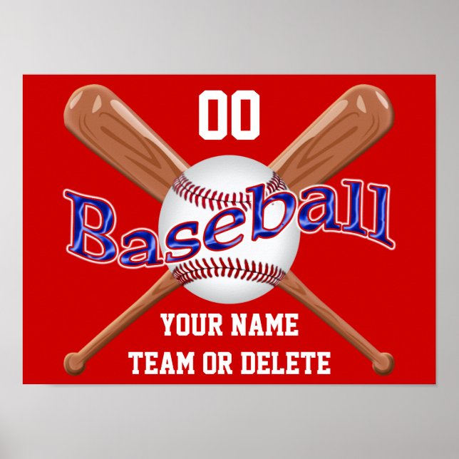 Red White and Blue Baseball Postings PERSONALISIER Poster (Vorne)