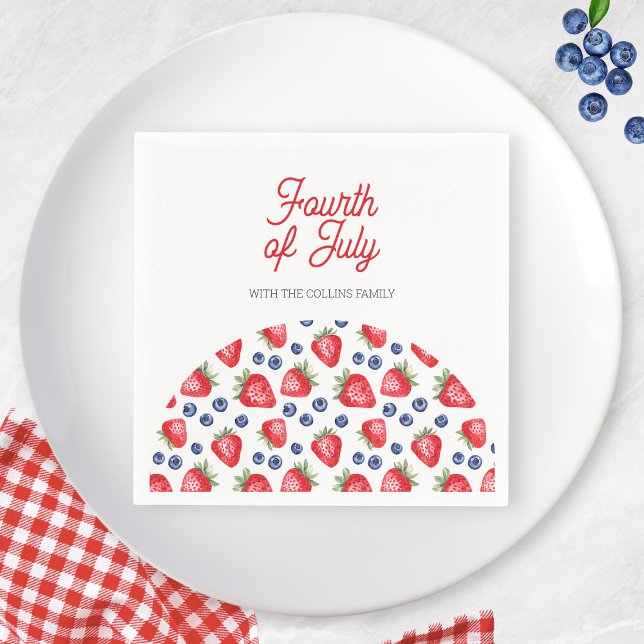 Red White and Blue Berry 4. Juli Summer Party Serviette (Red White and Blue Berry 4th of July Summer Party Napkins)