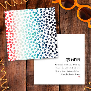Red White and Blue Black Cat Paws Funny Cat Mama Karte