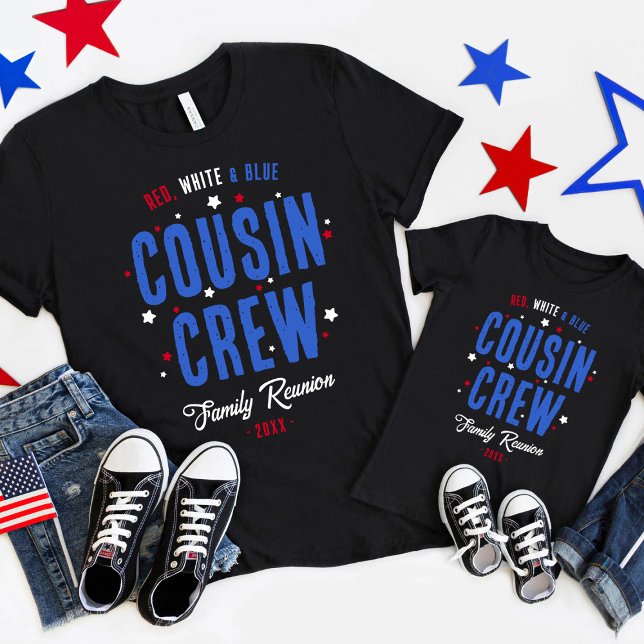 Red White and Blue Cousin Crew 4. Juli T-Shirt (Red, white, and blue with my favorite crew)