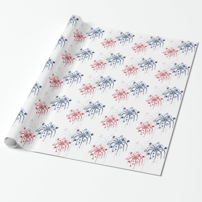 Red White and Blue Fireworks 4. Juli Geschenkwrap Geschenkpapier (Ungerollt)