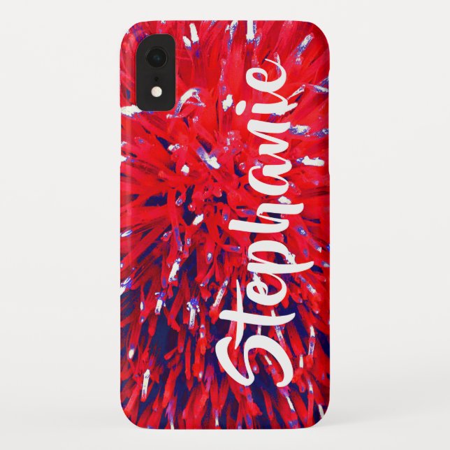 Red White and Blue Floral Abstract, Name Case-Mate iPhone Hülle (Rückseite)