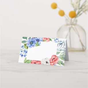 Red White and Blue Floral Patriotic Platzkarte
