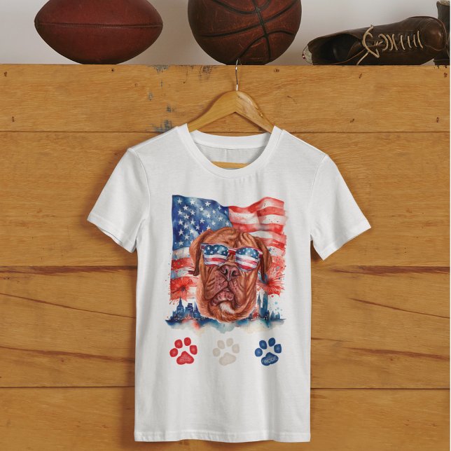Red White and Blue Französisch Mastiff Hund 4. Jul T-Shirt (Von Creator hochgeladen)