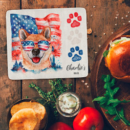 Red White and Blue Funny Shiba Inu Hunde Leckerei Schneidebrett