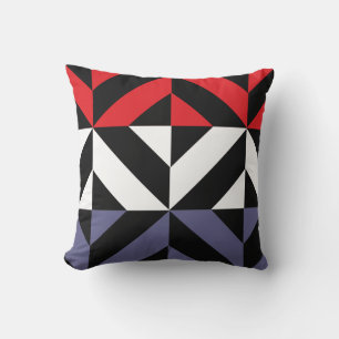 Red White and Blue Geometric ZigZag Kissen