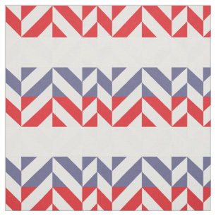 Red White and Blue Geometric ZigZag Stoff