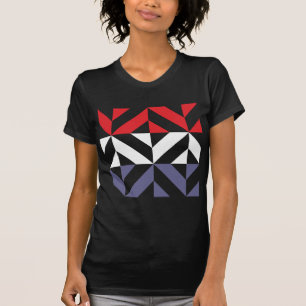 Red White and Blue Geometric ZigZag T-Shirt
