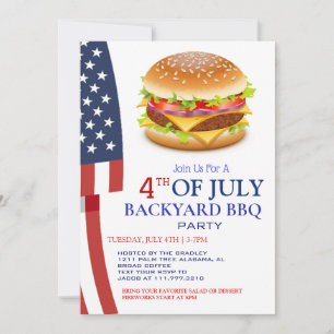 Red White and Blue GRILLEN Feuerwerk 4. Juli Party Einladung