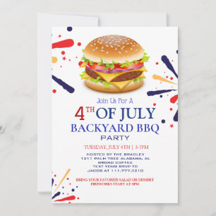 Red White and Blue GRILLEN Feuerwerk 4. Juli Party Einladung