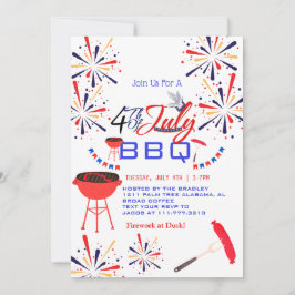 Red White and Blue GRILLEN Feuerwerk 4. Juli Party Einladung