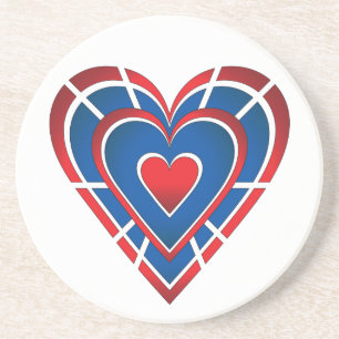 Red White and Blue Heart Getränkeuntersetzer