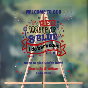 Red White and Blue i do GRILLEN Couple Brautparty Acrylschild