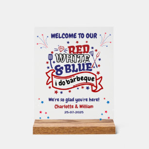 Red White and Blue i do GRILLEN Couple Brautparty Acrylschild