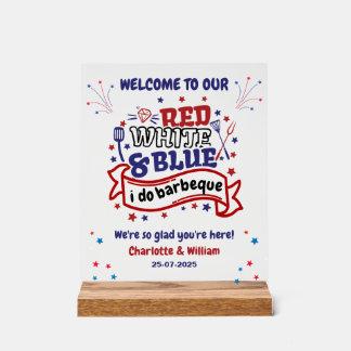 Red White and Blue i do GRILLEN Couple Brautparty Acrylschild