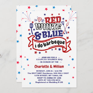 Red White and Blue i do GRILLEN Couple Brautparty Einladung
