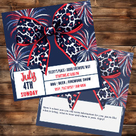 Red White and Blue Leopard Coquette Bow Einladung