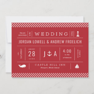 Red White and Blue Nautical Beach Hochzeit Ankündigung