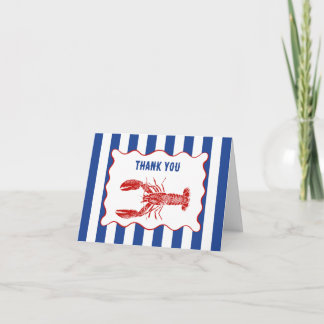 Red, White and Blue Nautical Lobster Dankeskarte