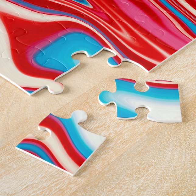 Red White and Blue Paint Pouring Jigsaw Puzzle (Seite)