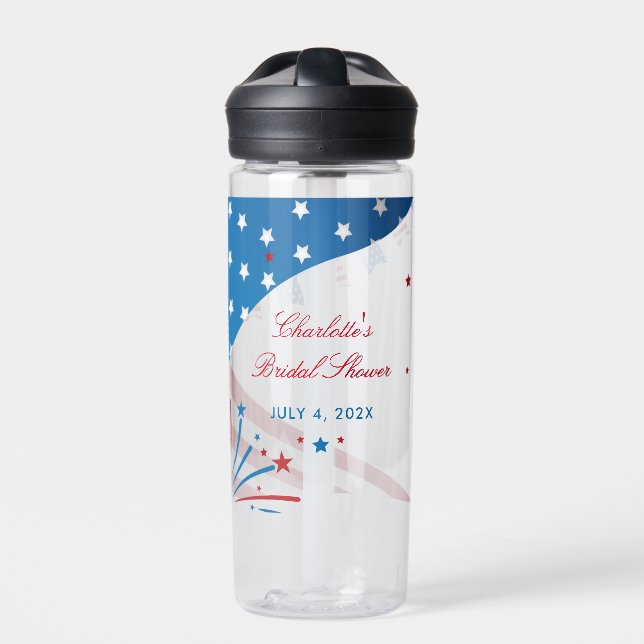 Red White and Blue Patriotic Brautparty Trinkflasche (Vorderseite)