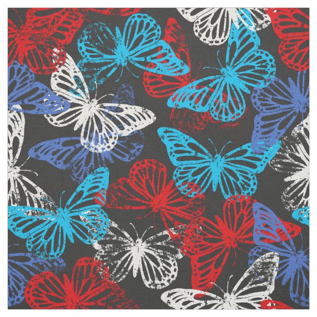 Red White and Blue Patriotic Butterfly Pattern Stoff (Muster)