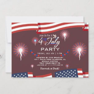 Red White and Blue Patriotic Feuerwerk 4. Juli Einladung