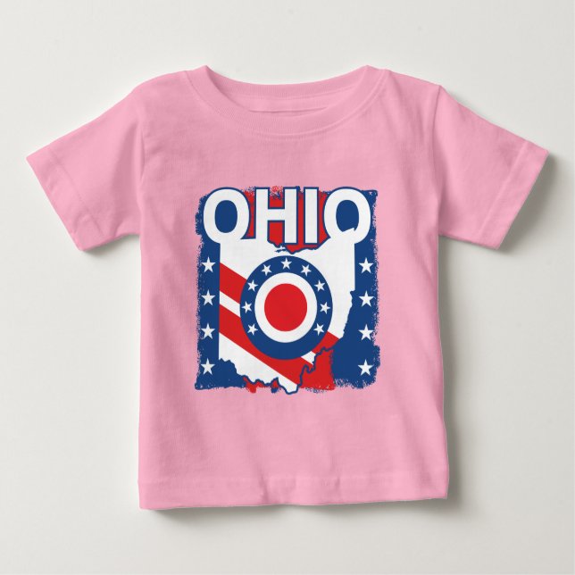 Red White and Blue Patriotic Grunge Ohio Baby T-shirt (Vorderseite)