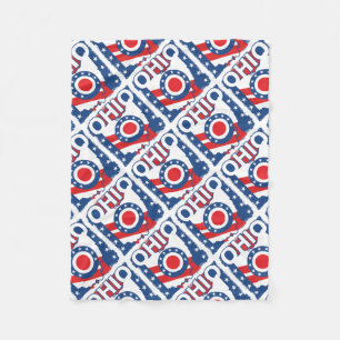 Red White and Blue Patriotic Grunge Ohio Fleecedecke