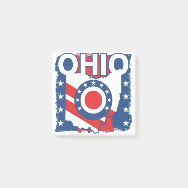 Red White and Blue Patriotic Grunge Ohio Post-it Klebezettel (Vorderseite)