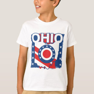 Red White and Blue Patriotic Grunge Ohio T-Shirt