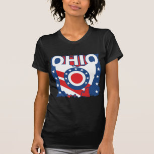Red White and Blue Patriotic Grunge Ohio T-Shirt