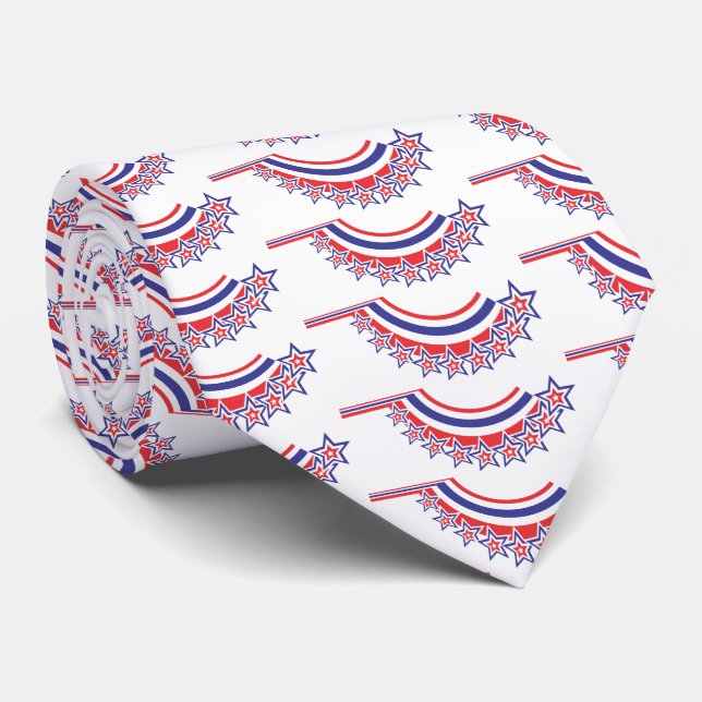 Red White and Blue Patriotic Print Necktie Krawatte (Gerollt)
