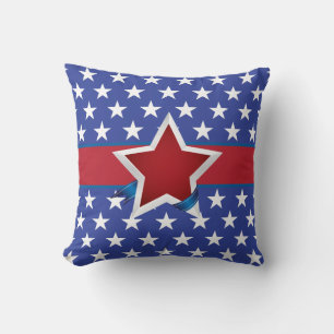 Red White and Blue Patriotic Star Pattern Kissen