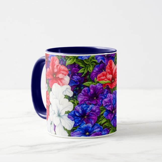 Red White and Blue Petunia Blume Tasse Cup (Vorderseite Links)
