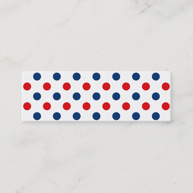 Red White and Blue Polka Dots Mini Visitenkarte (Vorderseite)