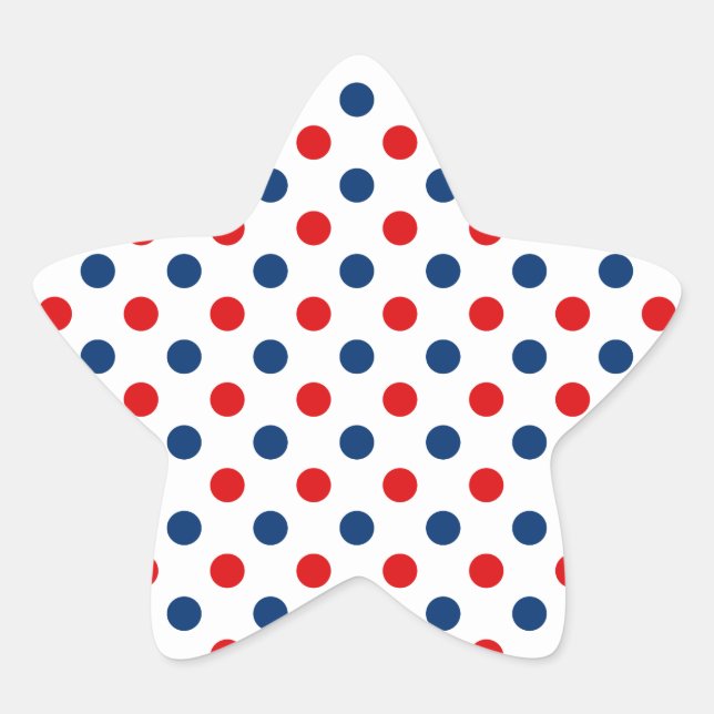 Red White and Blue Polka Dots Stern-Aufkleber (Vorderseite)